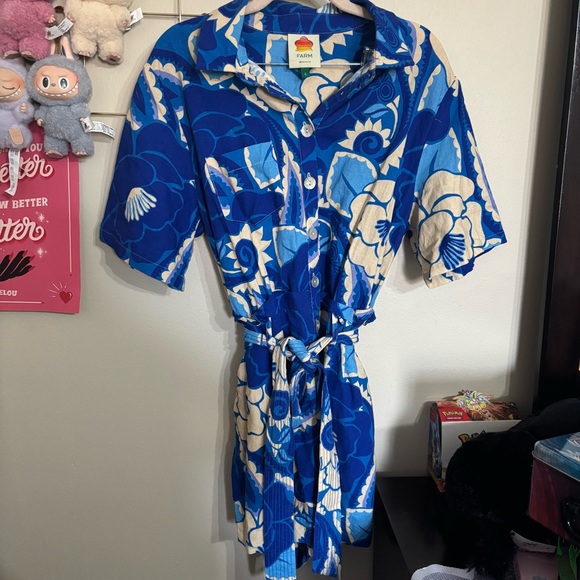 Farm Rio - Tropical Groove Linen Blend Romper size Large - Coastal - Picture 3 of 5